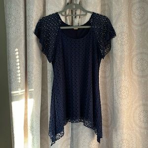 Dark blue lace blouse, size large